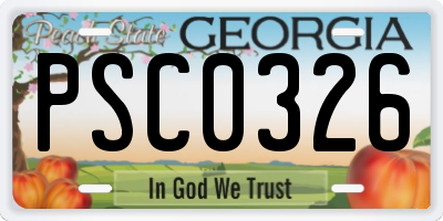 GA license plate PSC0326