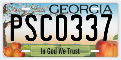 GA license plate PSC0337