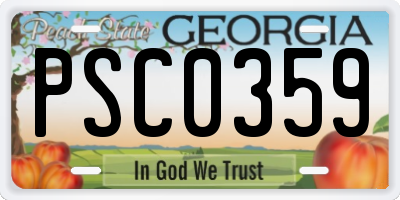 GA license plate PSC0359