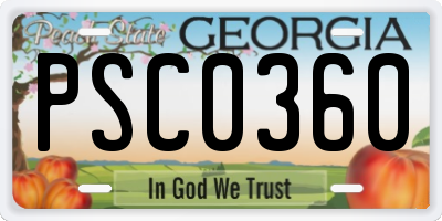 GA license plate PSC0360
