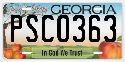 GA license plate PSC0363