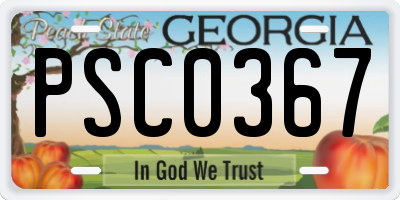 GA license plate PSC0367