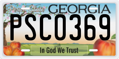 GA license plate PSC0369