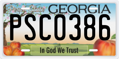 GA license plate PSC0386