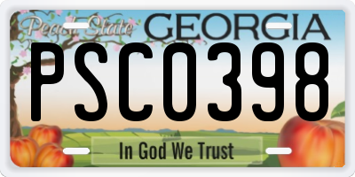 GA license plate PSC0398