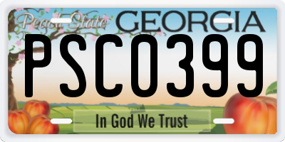 GA license plate PSC0399