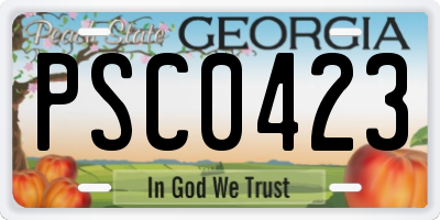 GA license plate PSC0423