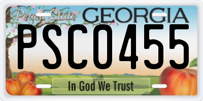 GA license plate PSC0455