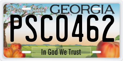 GA license plate PSC0462