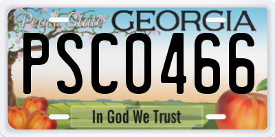 GA license plate PSC0466