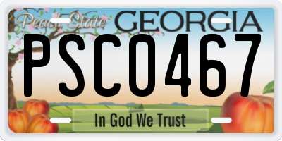 GA license plate PSC0467