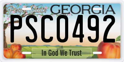 GA license plate PSC0492