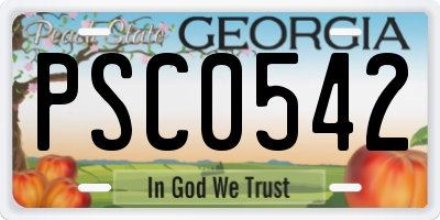 GA license plate PSC0542