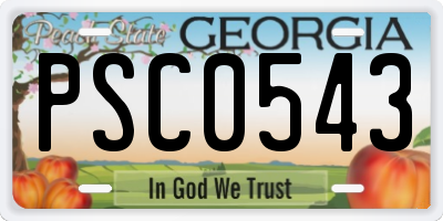 GA license plate PSC0543
