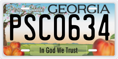 GA license plate PSC0634