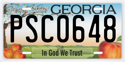 GA license plate PSC0648