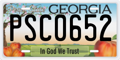 GA license plate PSC0652
