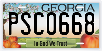 GA license plate PSC0668