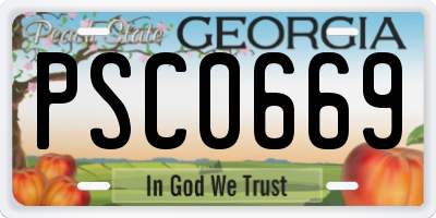 GA license plate PSC0669