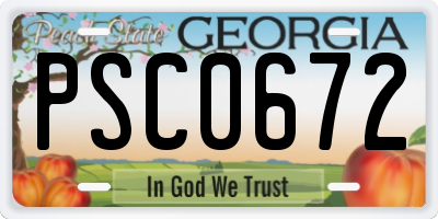 GA license plate PSC0672