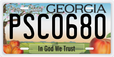 GA license plate PSC0680