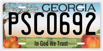GA license plate PSC0692
