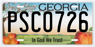 GA license plate PSC0726