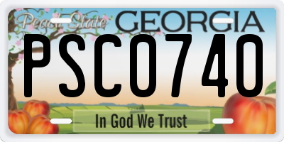 GA license plate PSC0740