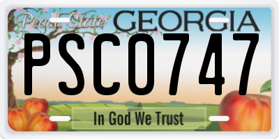 GA license plate PSC0747
