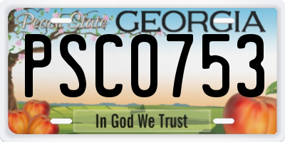 GA license plate PSC0753