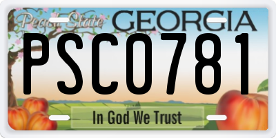 GA license plate PSC0781