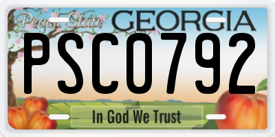 GA license plate PSC0792