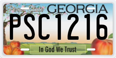 GA license plate PSC1216