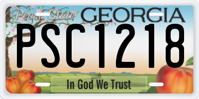 GA license plate PSC1218