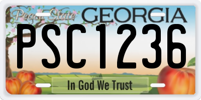 GA license plate PSC1236