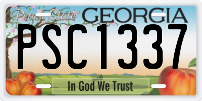 GA license plate PSC1337