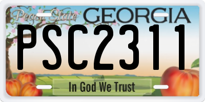 GA license plate PSC2311