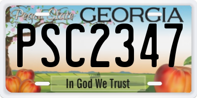 GA license plate PSC2347