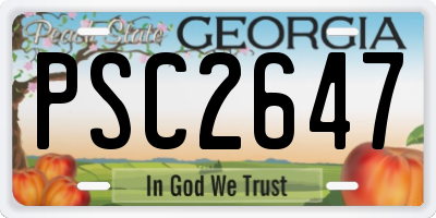 GA license plate PSC2647