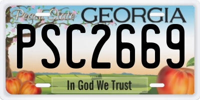 GA license plate PSC2669