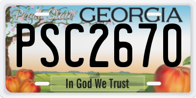 GA license plate PSC2670