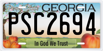 GA license plate PSC2694