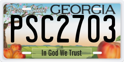GA license plate PSC2703