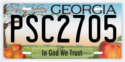 GA license plate PSC2705