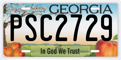 GA license plate PSC2729