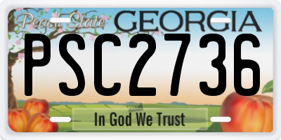 GA license plate PSC2736