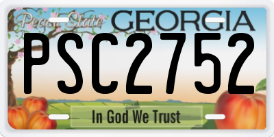 GA license plate PSC2752