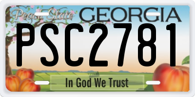 GA license plate PSC2781