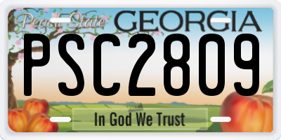 GA license plate PSC2809