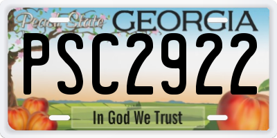 GA license plate PSC2922